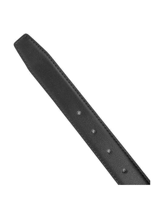 Wide Leather Women's Belt Black 24550-Black/Gold-115cm