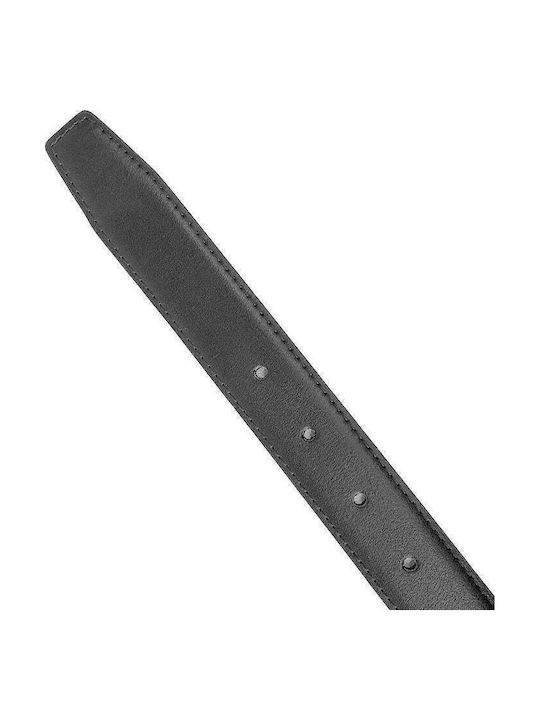 Wide Leather Women's Black Belt 24550-Black/Silver-115cm