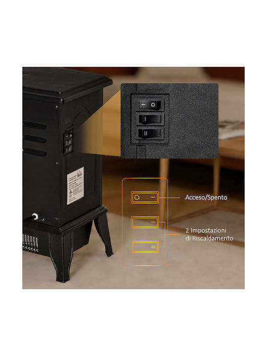 HomCom Floor Electric Fireplace 2000W 36.5x24cm Black