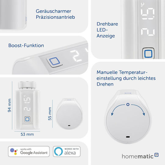 HomeMatic Electronic Thermostatic Radiator Valve with Wi-Fi for Radiator Body 1pcs