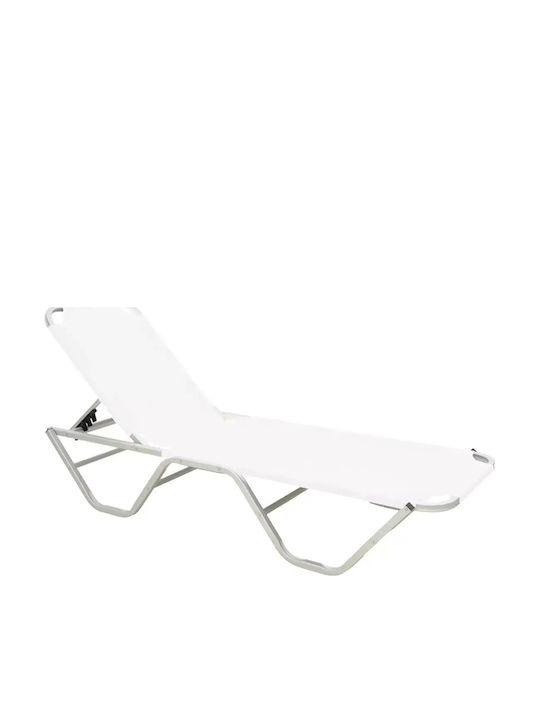 Doppelter Garten- und Pool-Liegestuhl Aluminium Weiß 193x59.5x29.5cm