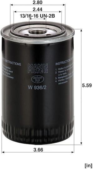 Mann Filter Φίλτρο Λαδιού Αυτοκινήτου για Cadillac / Land Rover / Rover / Volvo