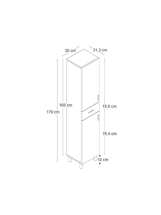 Selina Kitchen Tall Cupboard Sencron Black 35x31x179cm
