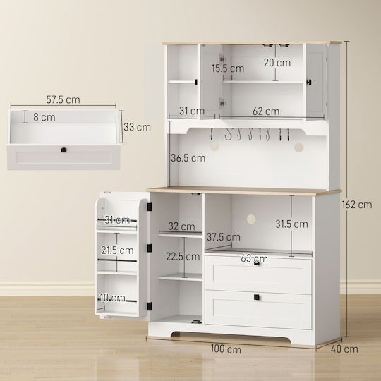 Floor Kitchen Cabinet White 100x40x62cm