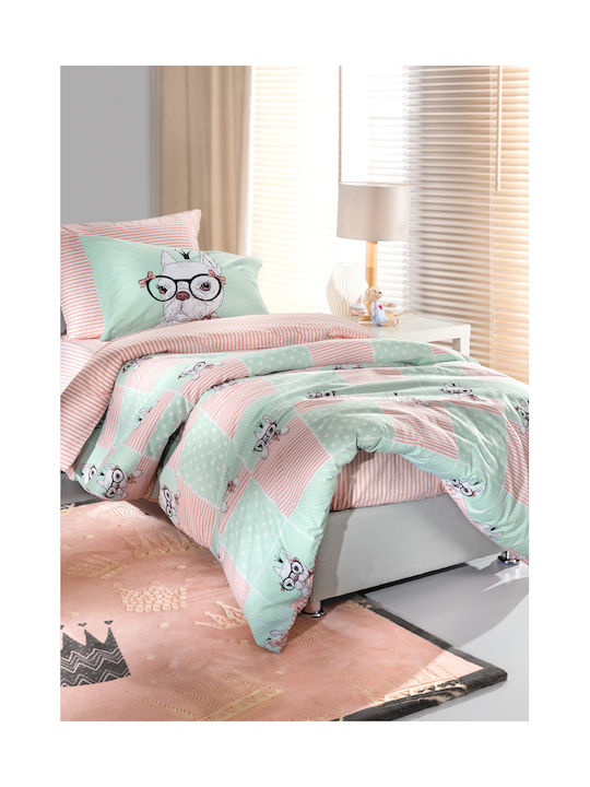 Saint Clair Kinderbettlaken Set Einzeln Rosie Minz 160x260cm