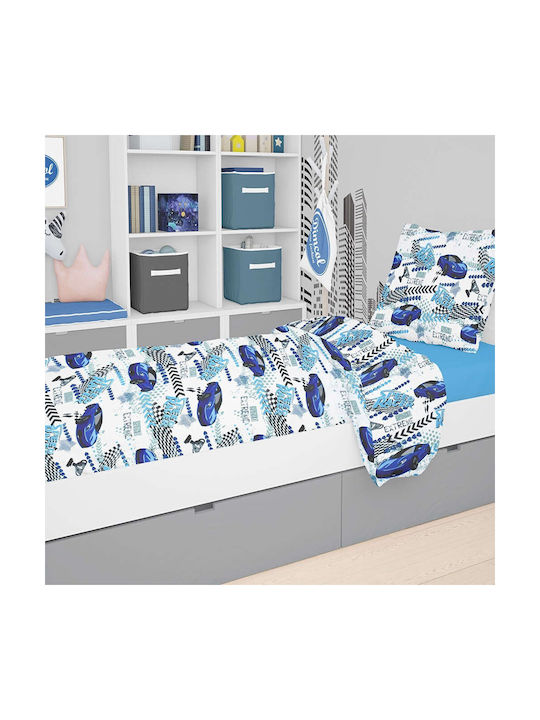 Dimcol Bettwäsche-Set Einzel Baumwolle White-blue 160x240cm 3Stück Dimcol Bettwäsche-Set Einzel Baumwolle White-blue 160x240cm 3Stück
