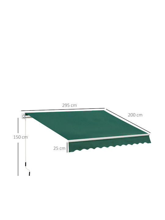 Outsunny Tendă de Terasă Verde 3x2m