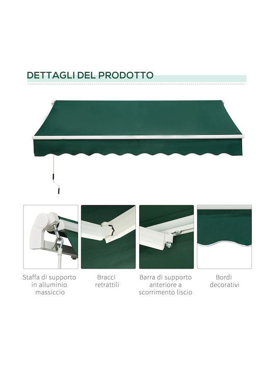 Outsunny Tendă de Terasă Verde 3x2m