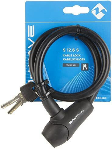 M-Wave S12.6 S Lacăt Bicicletă Tip Spiră cu cheie Neagră