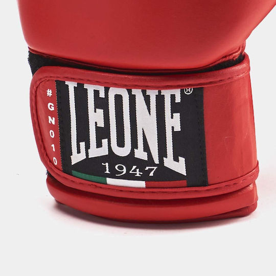 Leone Contest Boxing Gloves made of Synthetic Leather for Match Red