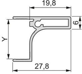 Προφιλ Gola Top Κρεμαστο Emuca 2350mm Πανελ Παχος 19μμ Ασημί