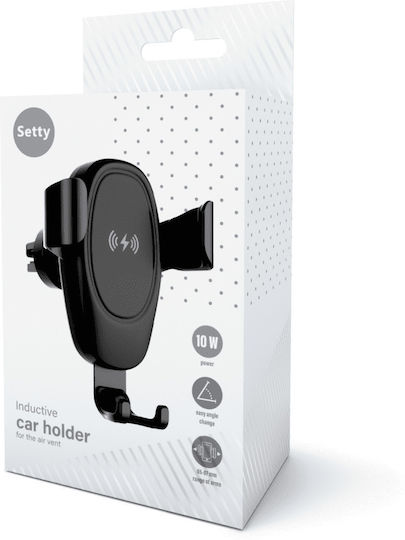 Setty Wireless Charger Gravity Car Mount Device Mount with Adjustable Hooks Black
