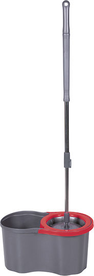 Galileo Super Mop Spin 16 Liters Extendable Handle Up to 110 cm Microfibers Grey Red 5917609