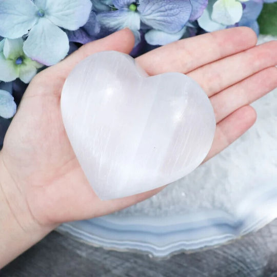 Semi-Precious Stone Selenite Heart Stone Selenite Heart Shape 6cm