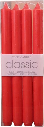 Alista Home Decorative Red Taper Candle 80gr 4 Pieces