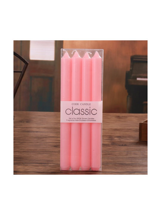 Alista Home Lumânare Decorativă Conic Roz 80gr 4 Bucăți