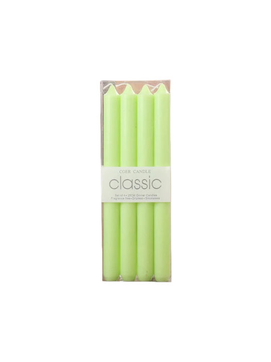 Alista Home Lumânare Decorativă Conică Verde 25cm 80gr 4 Bucăți