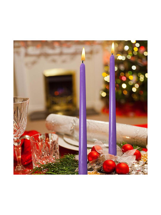 Alista Home Lumânare Decorativă Conică Violet 25cm 80gr 4 Bucăți
