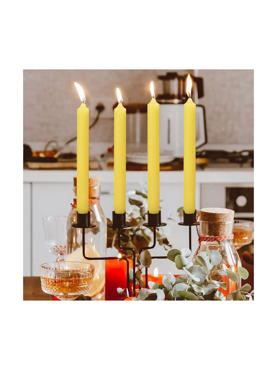 Alista Home Lumânare Decorativă Conică Galbenă 25cm 80gr 4 Bucăți