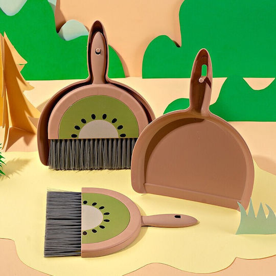 Set Mini Mătură și Fară Alista Home Mic Curățitor Uz Casnic Birou Bucătărie Acasă Kiwi Model 23 X 18 Cm Maro-verde