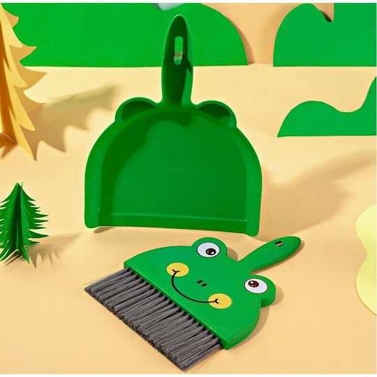 Set Mini Măturică și Fară Alista Home Curățitor Mic Uz Casnic Birou Bucătărie Model Broască 23 X 18 Cm Verde