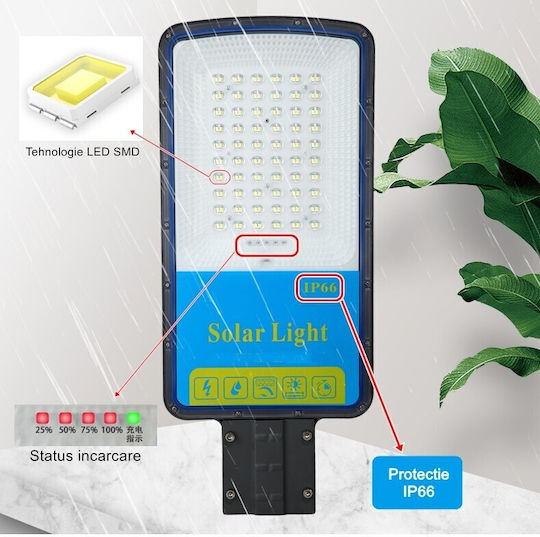 Alista Home Lampă Solară de Stradă 35W 3200lm Alb Rece 6500K cu Senzor de Mișcare și Telecomandă IP66 49x21x5.5cm