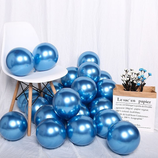 Set of 12 Birthday Latex Balloons Blue 25cm