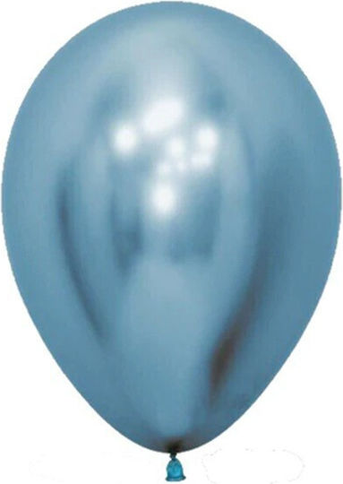 Set of 12 Birthday Latex Balloons Light Blue with LEDs 30cm