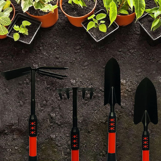 Set 4 Unelte de Grădină Alista Home Mâner Extensibil Pregătire Sol Îngrijire Plante Material Oțel Carbon Negru