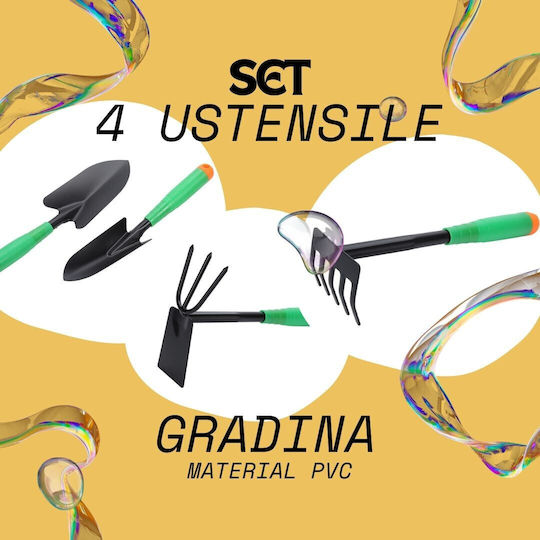 Set 4 Unelte de Grădină Alista Home Pentru Plantare Pregătirea Solului Îngrijirea Plantelor Material Carton PVC 31.5 X 8.5 Cm Verde