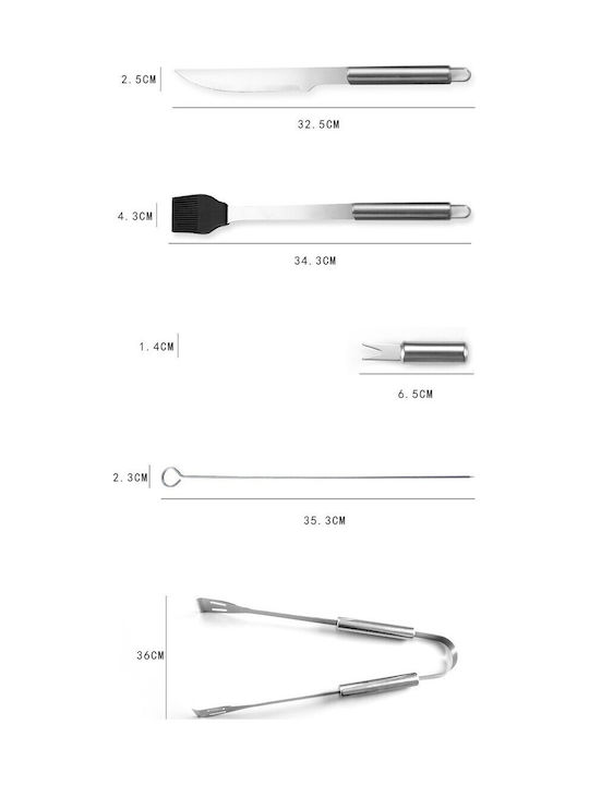 Set Ustensile Grătar 20 Piese Alista Home Oțel Inoxidabil Geantă Oxford Argintiu