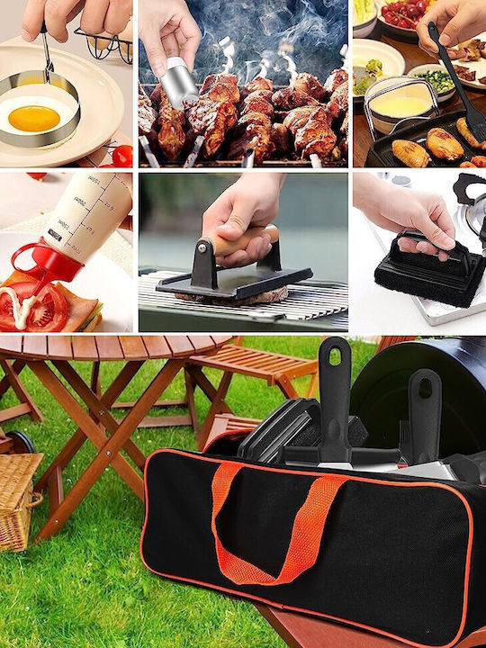 Set Ustensile Grătar Alista Home Set 17 Piese Ustensile Grătar Pregătire Plită Ustensile Oțel Inoxidabil Mânere Plastic PP Geantă Neagră