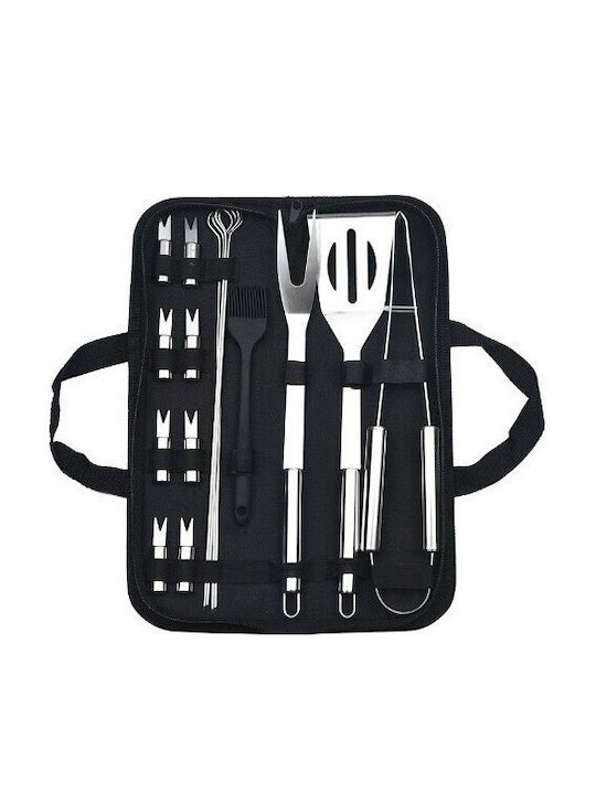 Set 16 Ustensile Grătar Alista Home Oțel Inoxidabil Geantă Oxford Argintiu