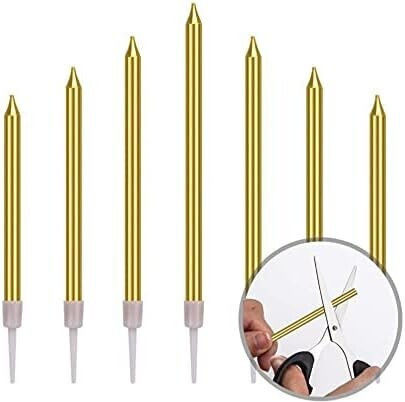 Set 6 Lumanări De Ziua De Naștere Alista Home Din Parafină 11 X 0.4 Cm Auriu Lucios