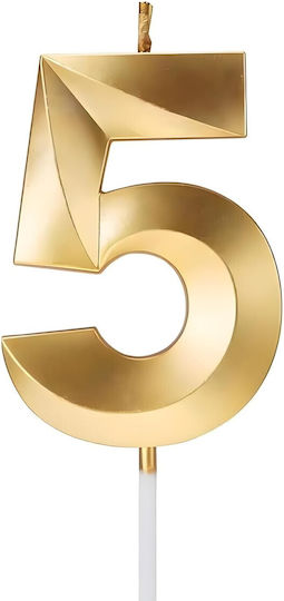 Number 5 Candle Alista Home Diamond Model 5 X 3.4 Cm Gold