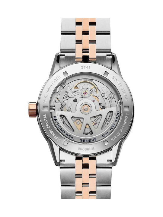 Raymond Weil Freelancer Ανδρικό Ρολόι 40mm Αυτόματο με Ροζ Χρυσό Μεταλλικό Μπρασελέ