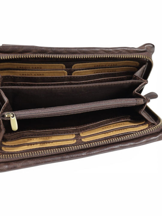 Große Leder Damenbrieftasche Braun
