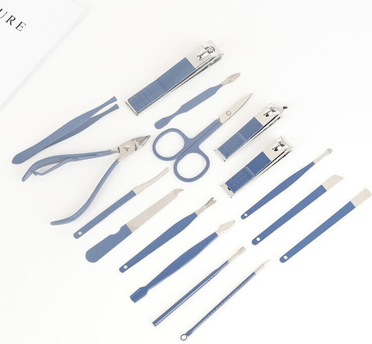 Set Cosmetic De Îngrijire 16 Piese Manichiură Pedichiură Față Include Geantă Organizator Din Piele Ecologică Mov