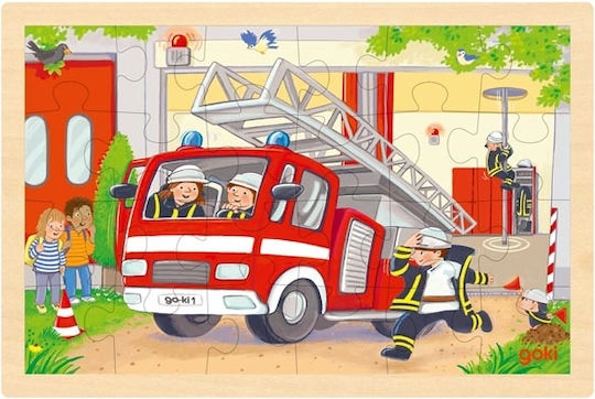 Wooden Kids Puzzle Fire Truck 24pcs Goki