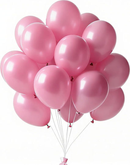 Set 12 Geburtstags Luftballons Latex Rosa mit LEDs 25cm