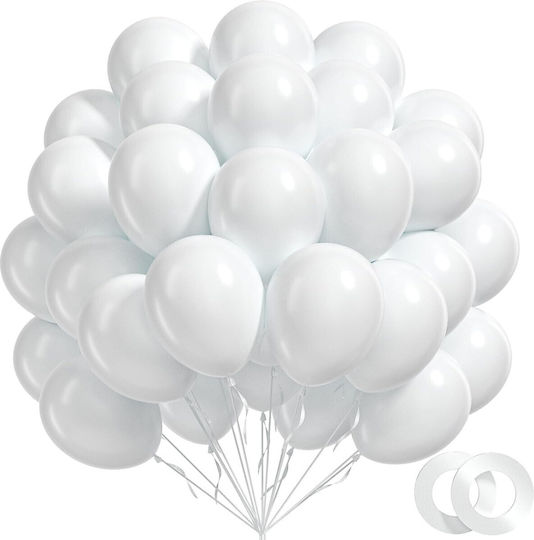 Set 10 Baloane Latex Albe 23 cm