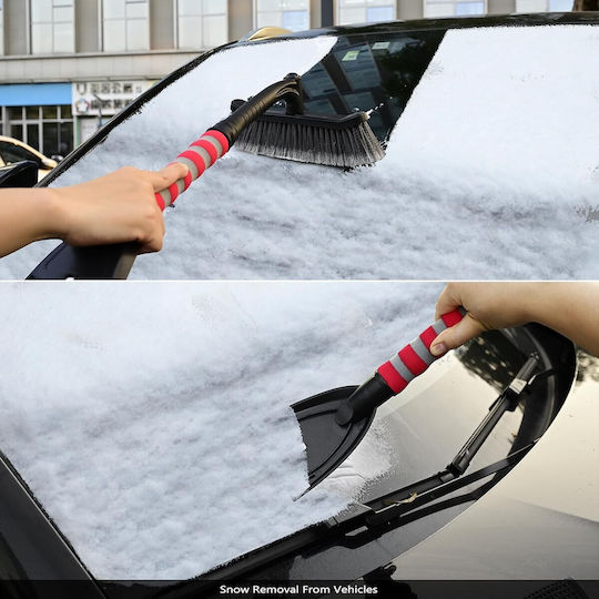 Perie Răzuitoare Zăpadă Gheață Mașină Alista Home Multifuncțională Rotativă Detasabilă Mâner Antiderapant Aluminiu Plastic Spargător Gheață Parbriz Soluție Iarnă Dezghețare 54x10.5x27 Cm Roșie