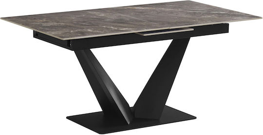 Manitoba Dining Room Table Extender with Stone Surface Grey-Black 160(+40) x 90 x 75 cm