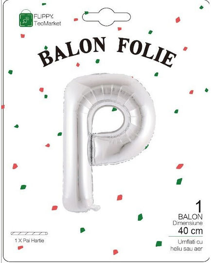 Γράμμα Ρ Foil Ασημί 40εκ.