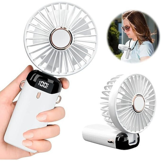 Ventilator Ultra Portabil Aromaterapie Alista Home 3 În 1 De Mână Birou Gât 5 Niveluri Viteză Încărcare USB Durată Baterie 12h Ecran LCD Pliabil Alb