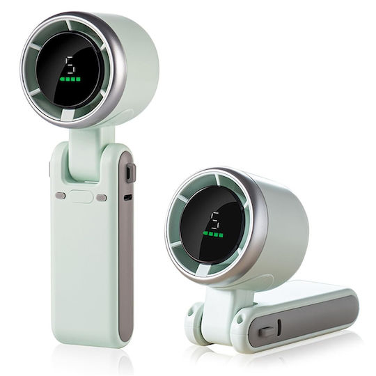 Mini Ventilator Portabil Alista Home 5 Niveluri De Viteză Afișaj Digital Încărcare Usb 5v 2a 5.95 X 5.2 X 17.2 Cm Verde