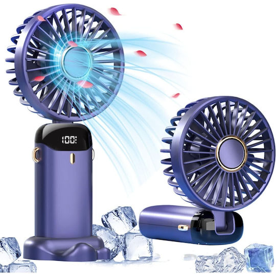Ventilator Ultra Portabil Aromaterapie Alista Home 3 În 1 De Mână Birou Gât 5 Niveluri Viteză Încărcare USB Durată Baterie 12h Ecran LCD Pliabil Violet