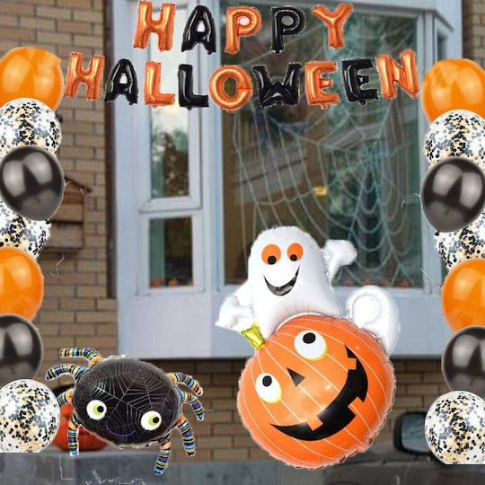 Σετ 5 Μπαλόνια Halloween Foil Πορτοκαλί Jumbo 80εκ.