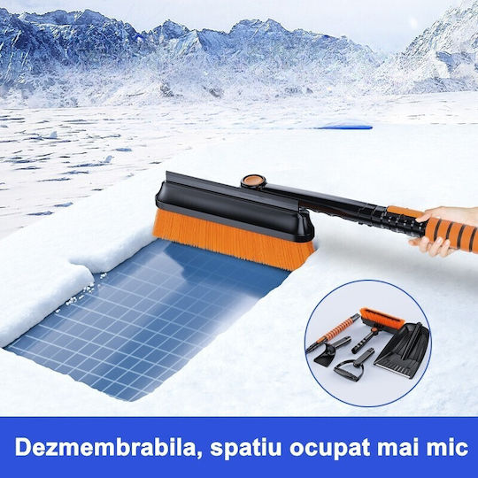 Alista Home Lopată de Zăpadă 5 în 1 Perie Racletă 2 Tipuri Lopeti Rotativă Telescopică Detasabilă Aluminiu Material ABS 100 x 25 cm Negru