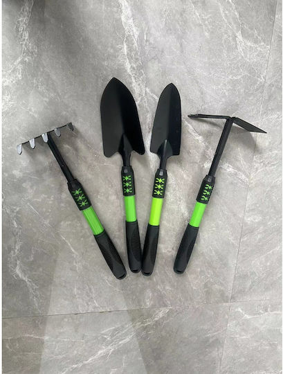 Set 4 Unelte De Grădină Alista Home Plantare Sol Cultivare Îngrijire Plante Carbon Pvc Material Greblă Săpăligă Cu Două Capete Lopată Mică Lopată Lată 43 X 11 Cm Negru Verde